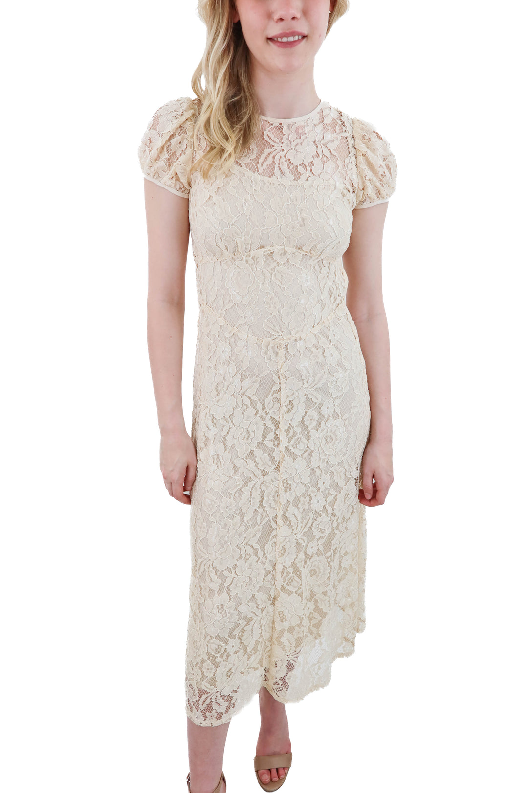 WAYF cream lace dress nwt (XS; retail $189)