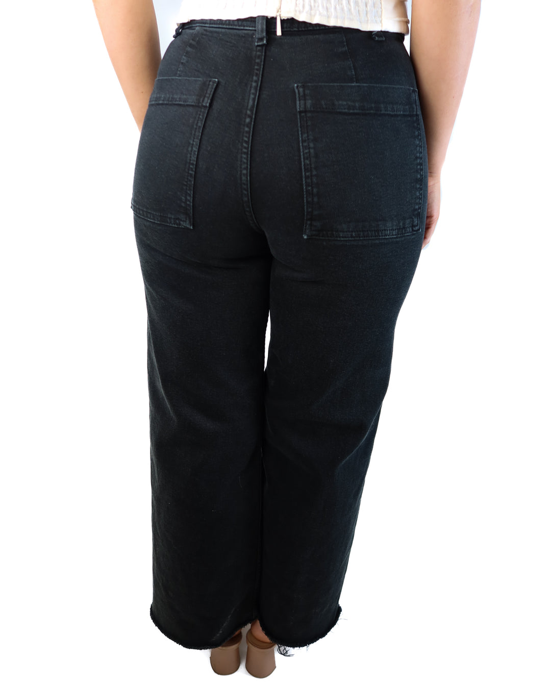 Zara ‘the marine’ black wide leg jeans (4)