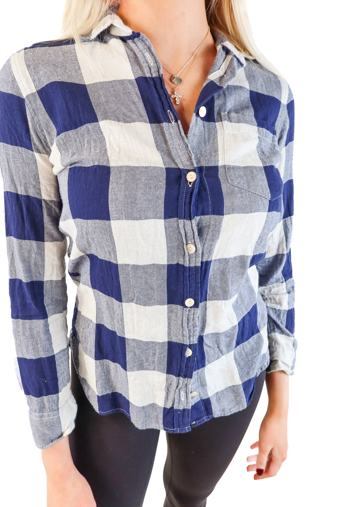 J.crew blue flannel button up (00)