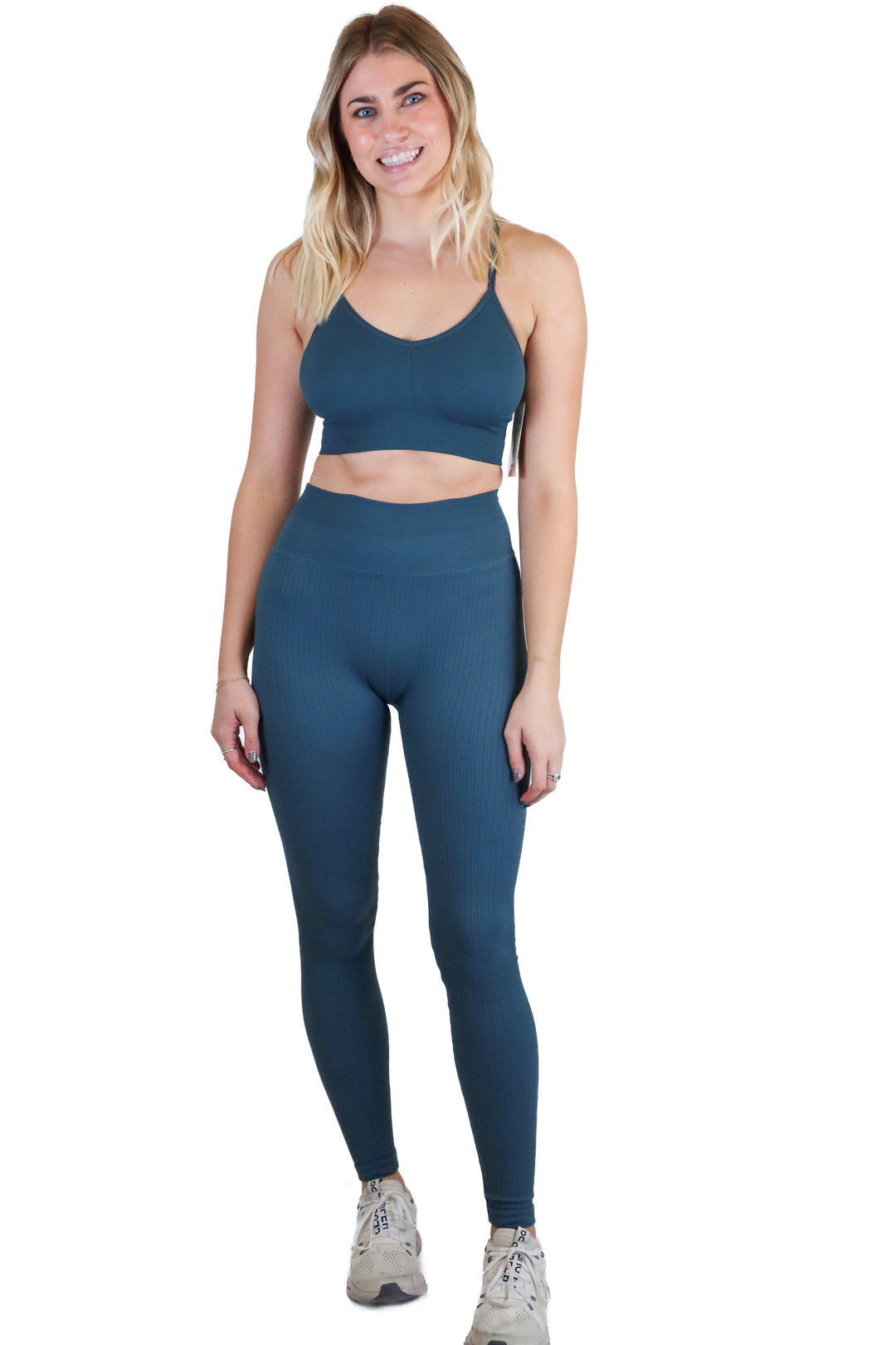 nux blue slate ribbed activewear set (s)* NWT