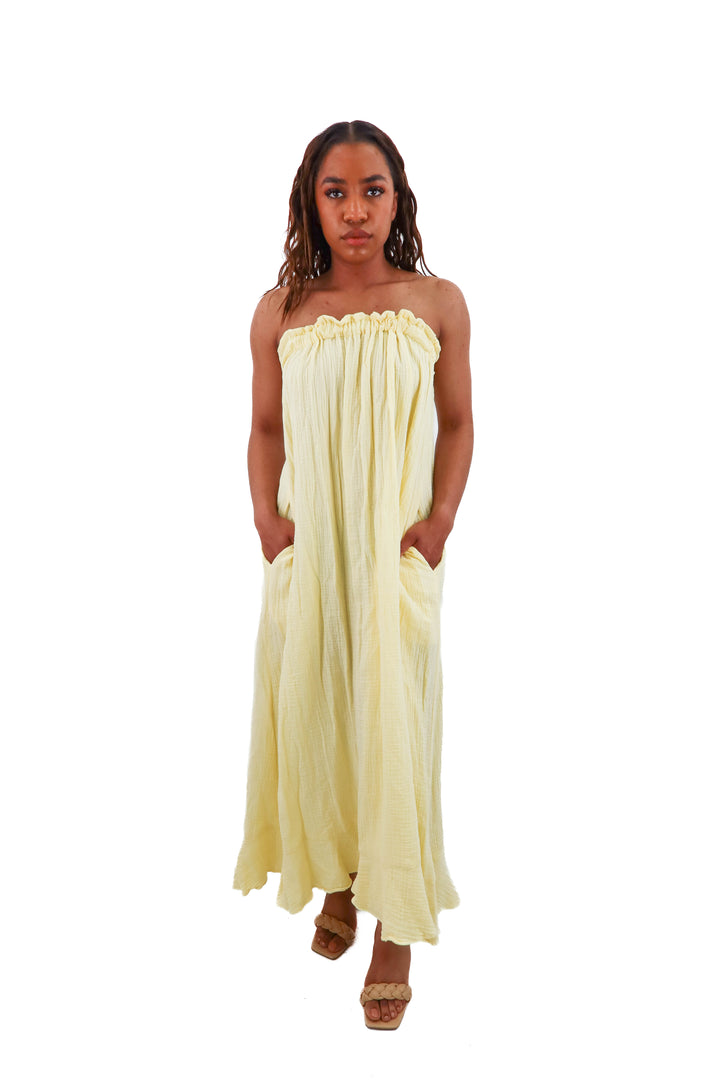 show me your mumu long yellow dress (xs)