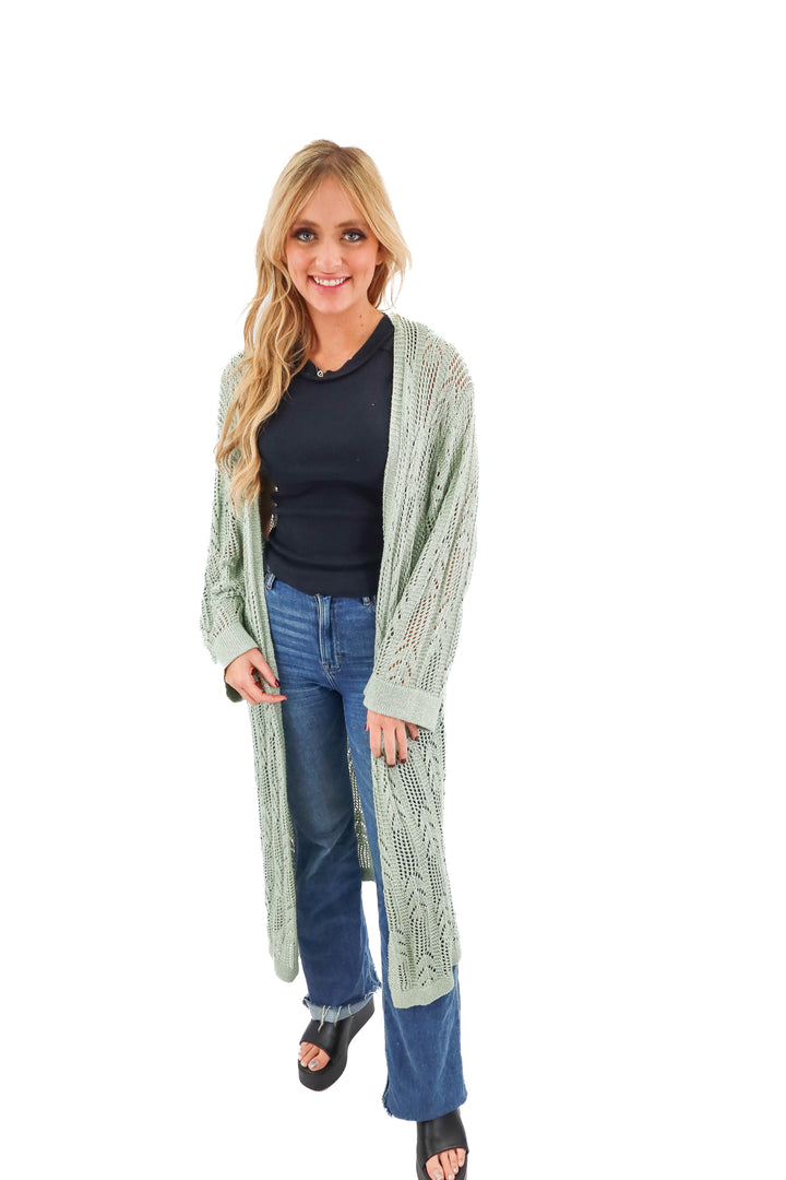 Anthropologie green metallic cardigan (os)