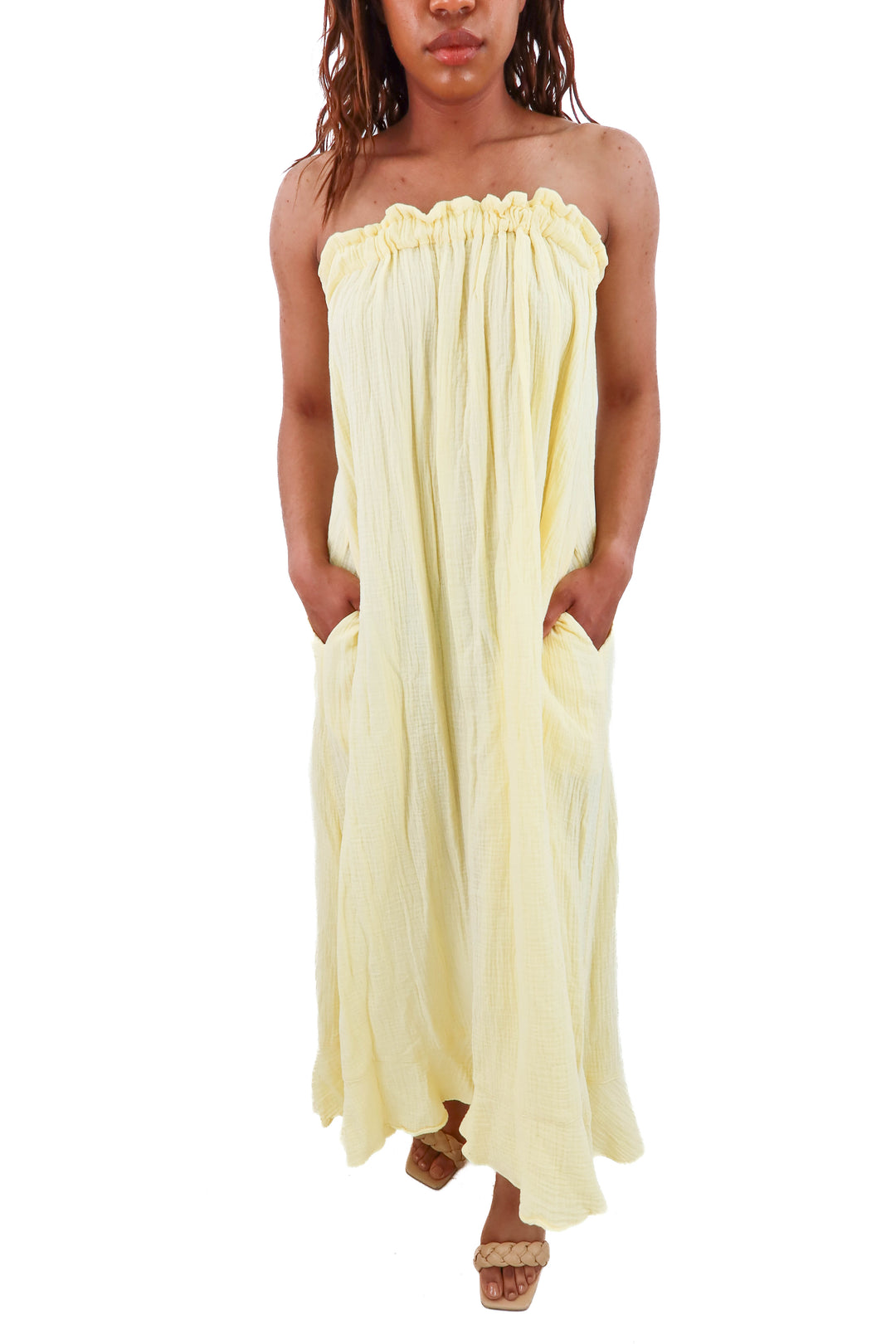 show me your mumu long yellow dress (xs)