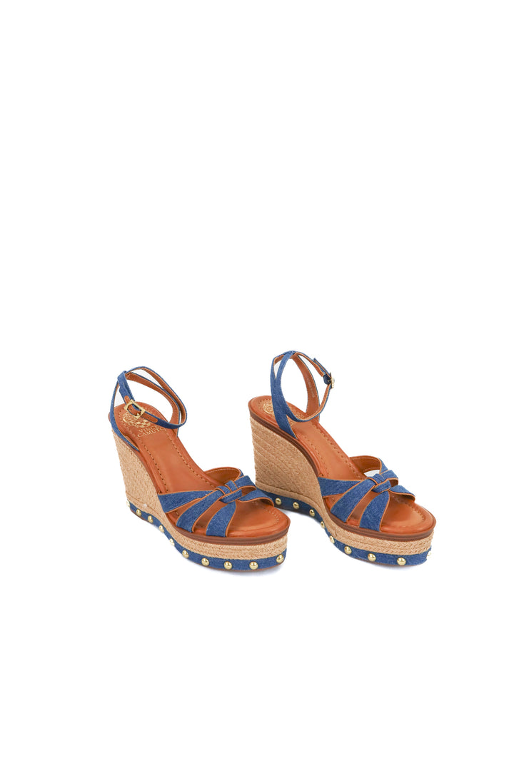 vince camuto denim wedge (9; retail $110)