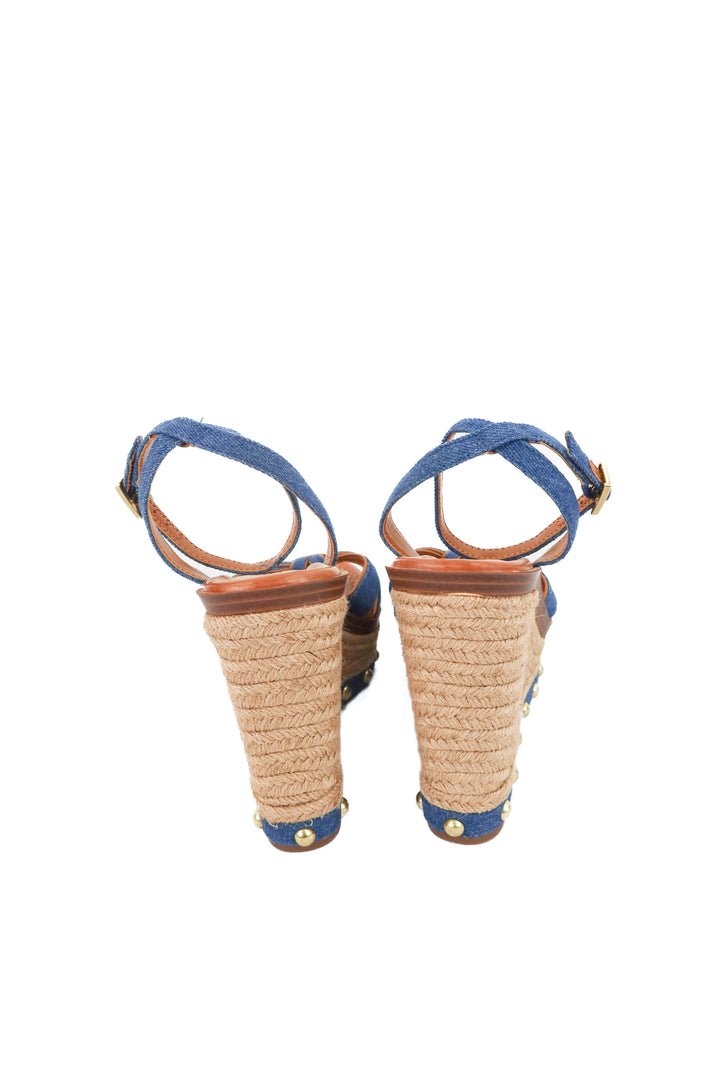 vince camuto denim wedge (9; retail $110)
