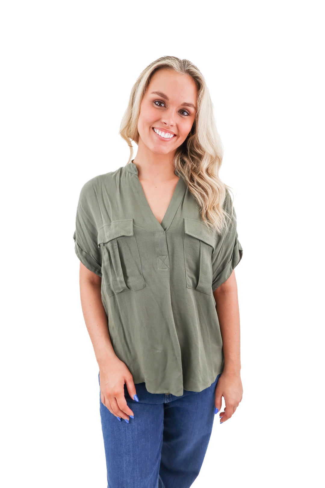 maeve green short sleeve blouse (xs; retail $85)