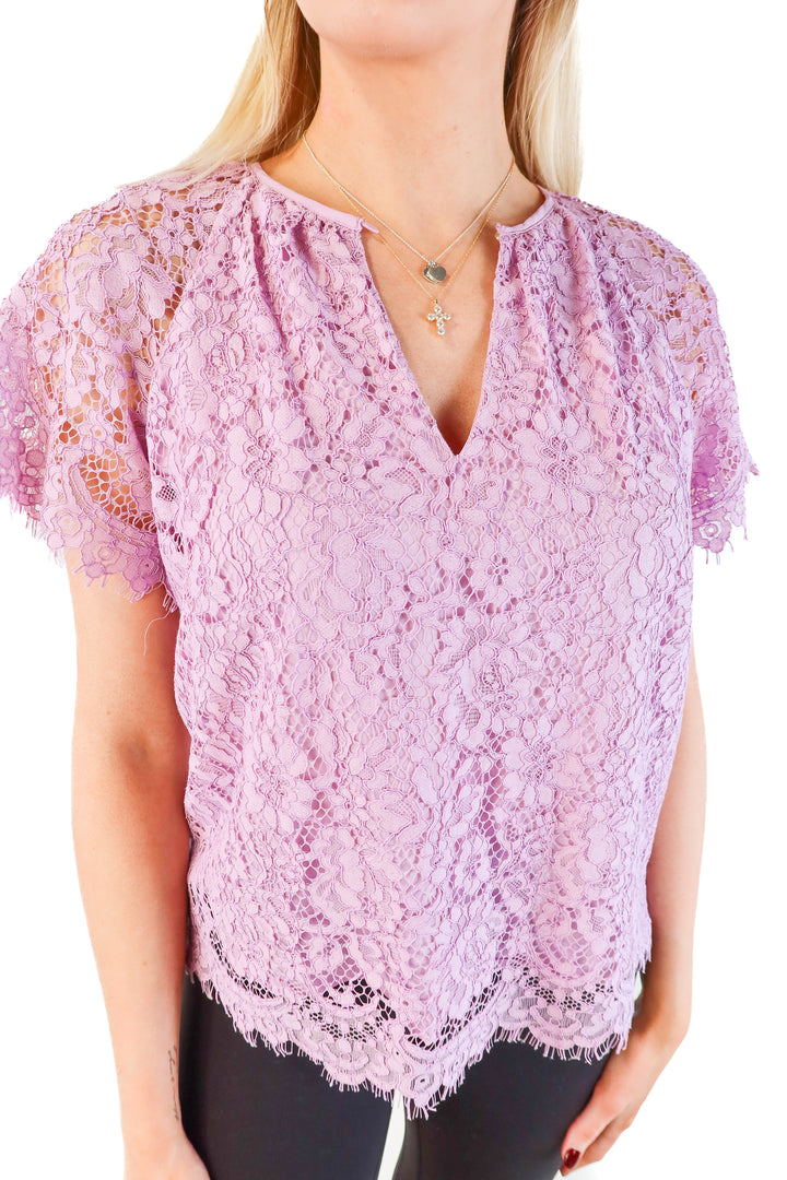 J.crew purple lace short sleeve top (xs; retail $68)