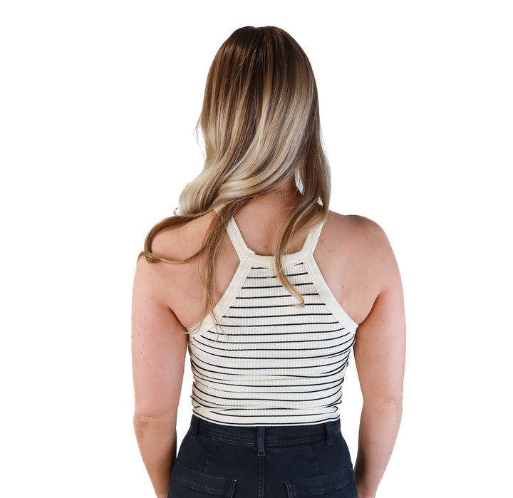 The workshop white/black striped ribbed tank NWT (M/L)