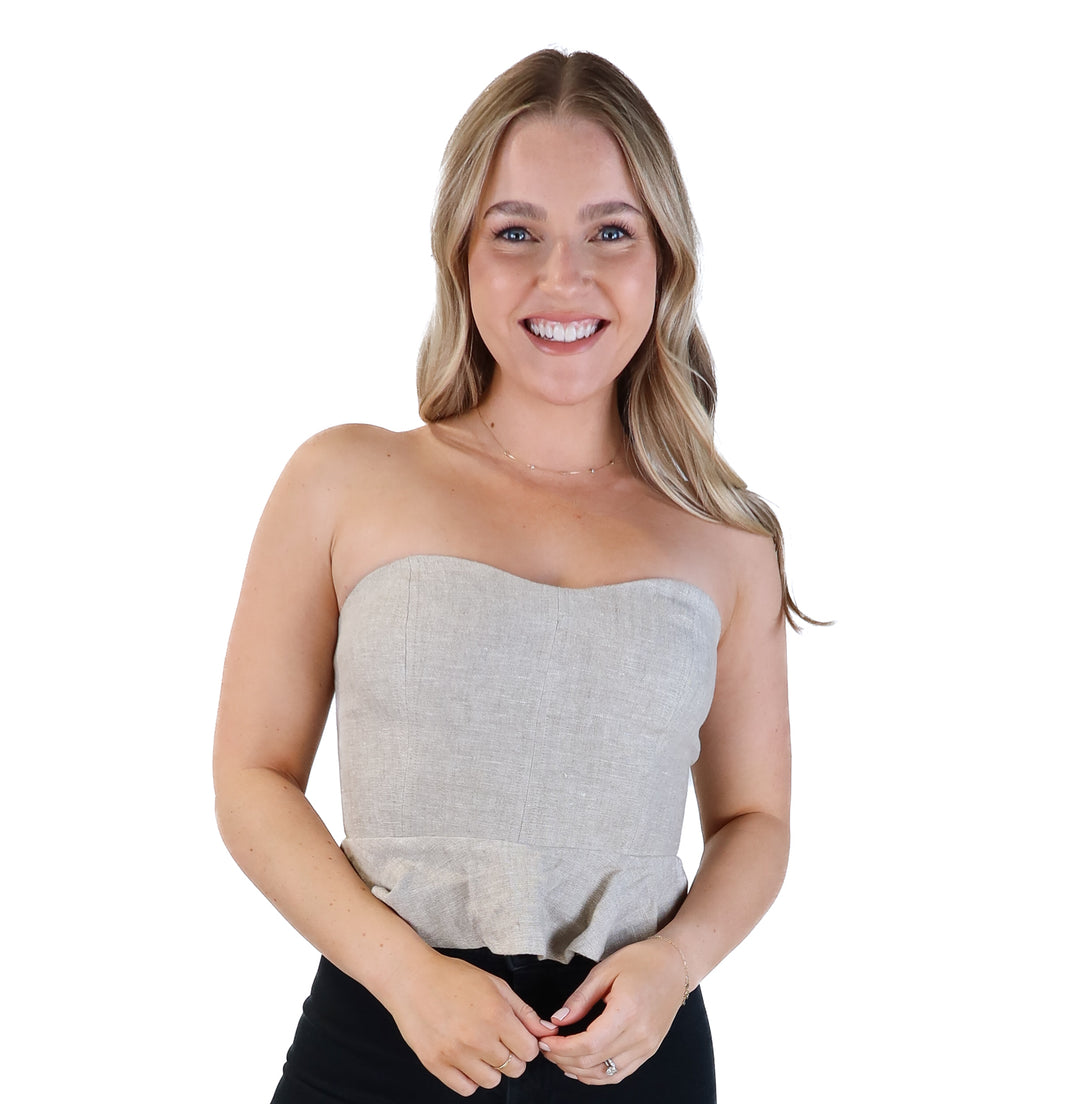 J.crew grey tweed strapless peplum top NWT (4)
