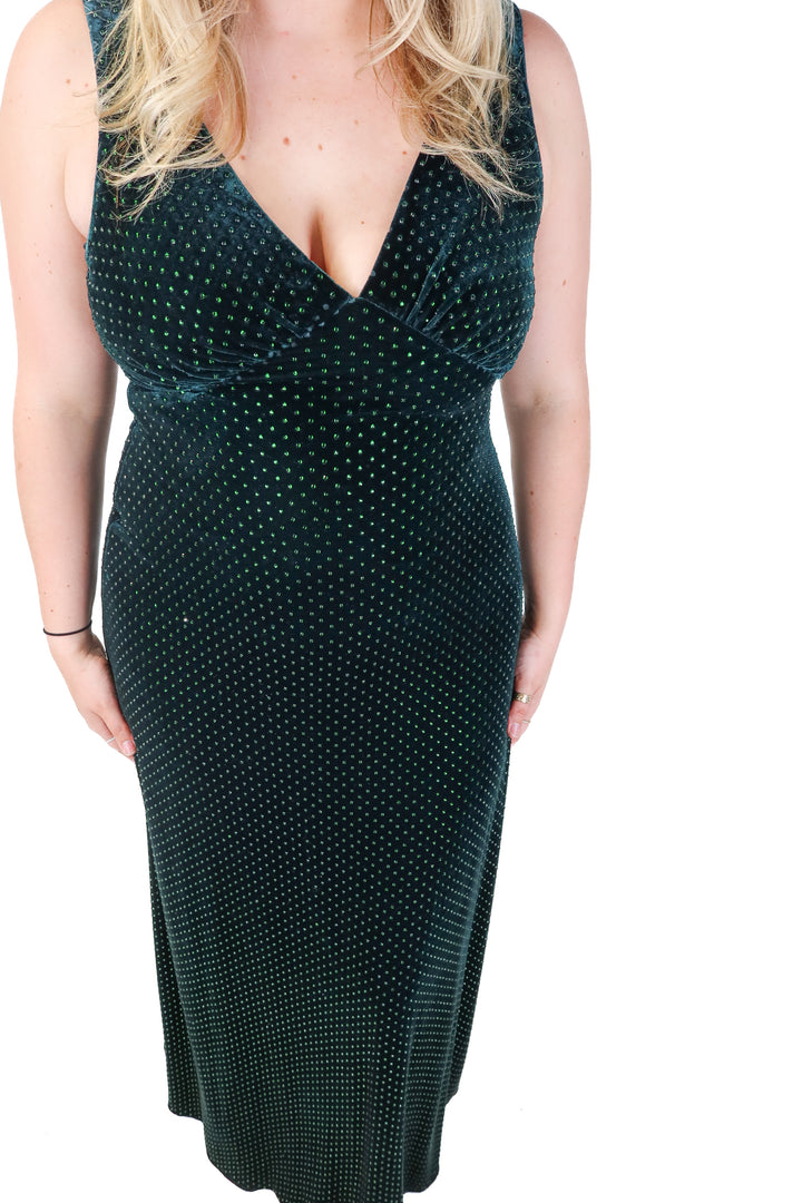 liv foster green velvet mermaid gown NWT (12; retails $450)