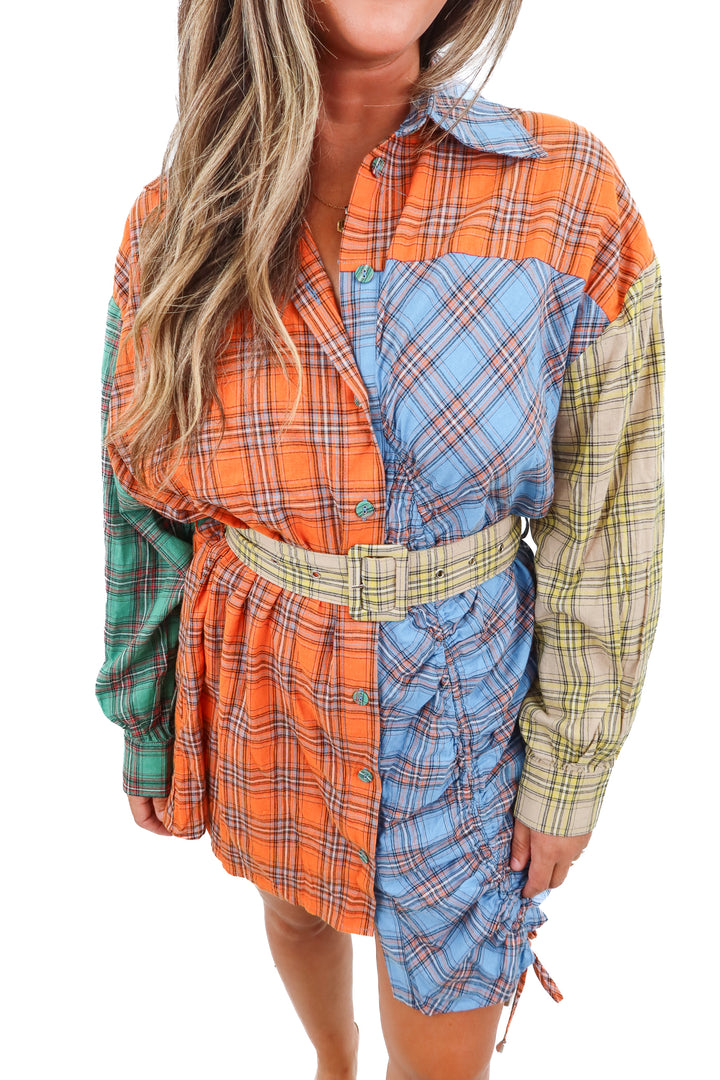 fashion nova "maya flannel mini dress" NWT (L)