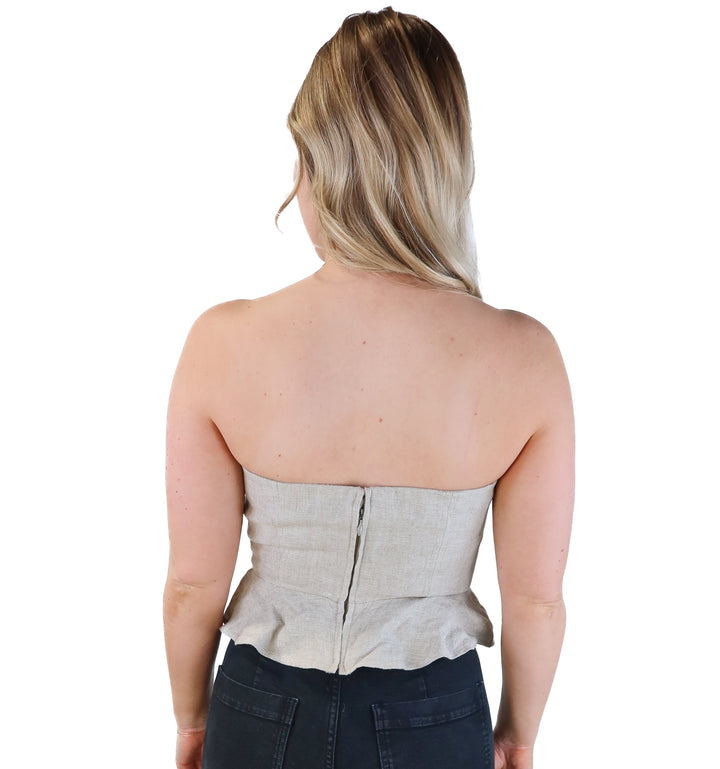 J.crew grey tweed strapless peplum top NWT (4)