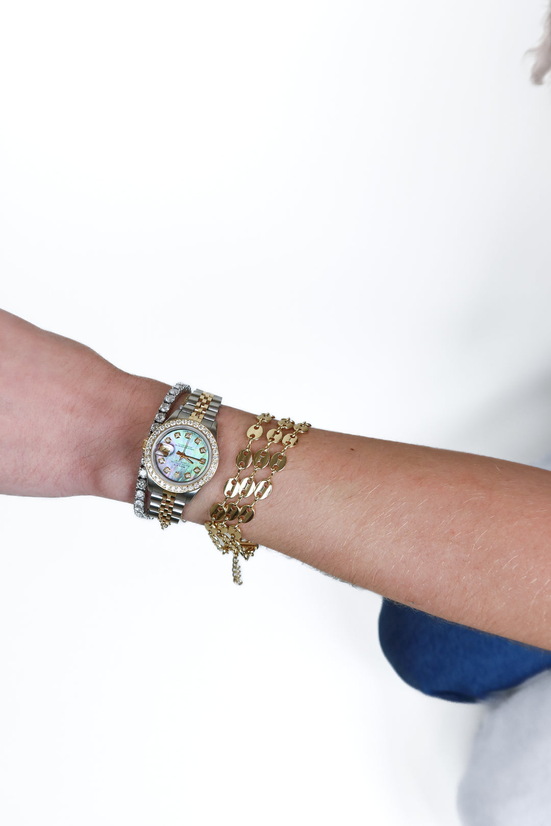 gold triple chain bracelet