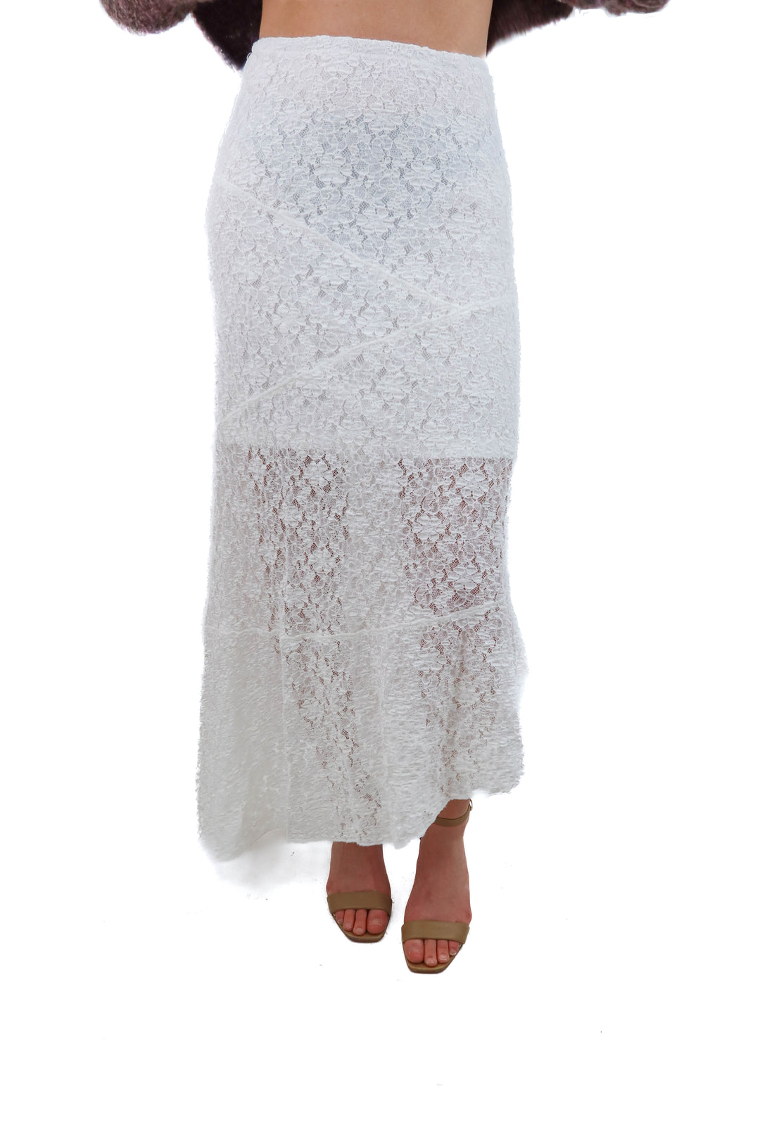 pink lily white lace skirt (xs)