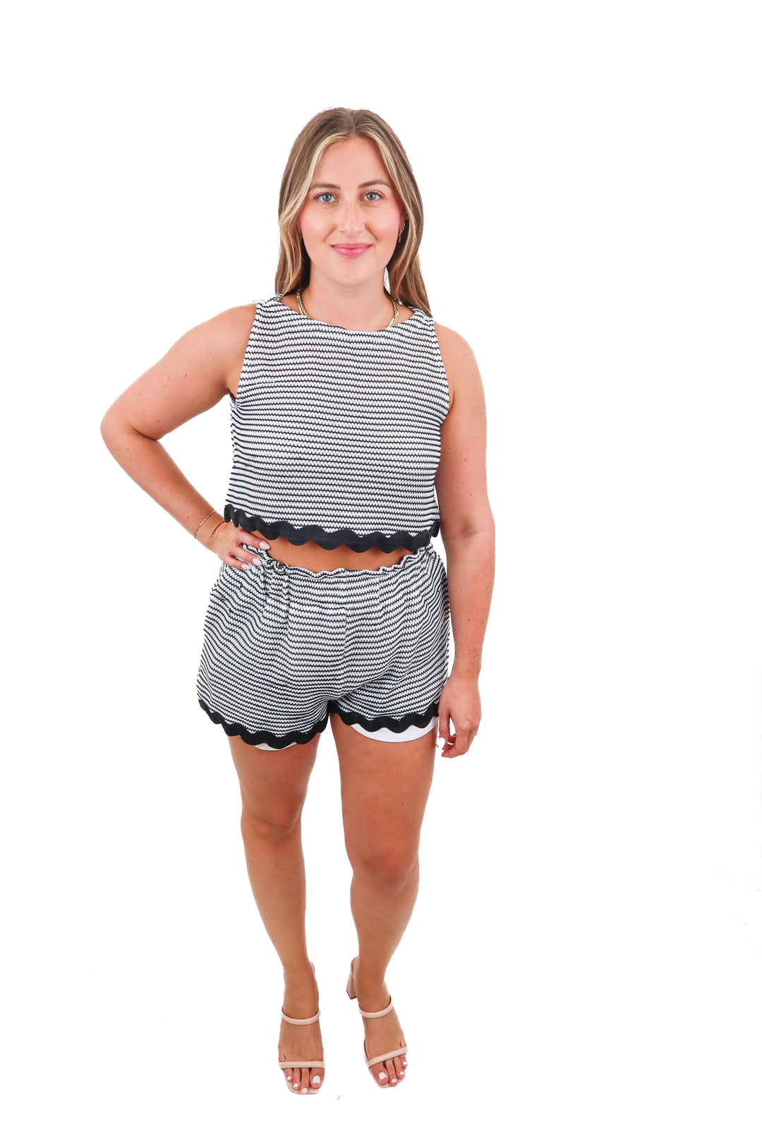 petal + pup black/white crochet set (L; retail $85)