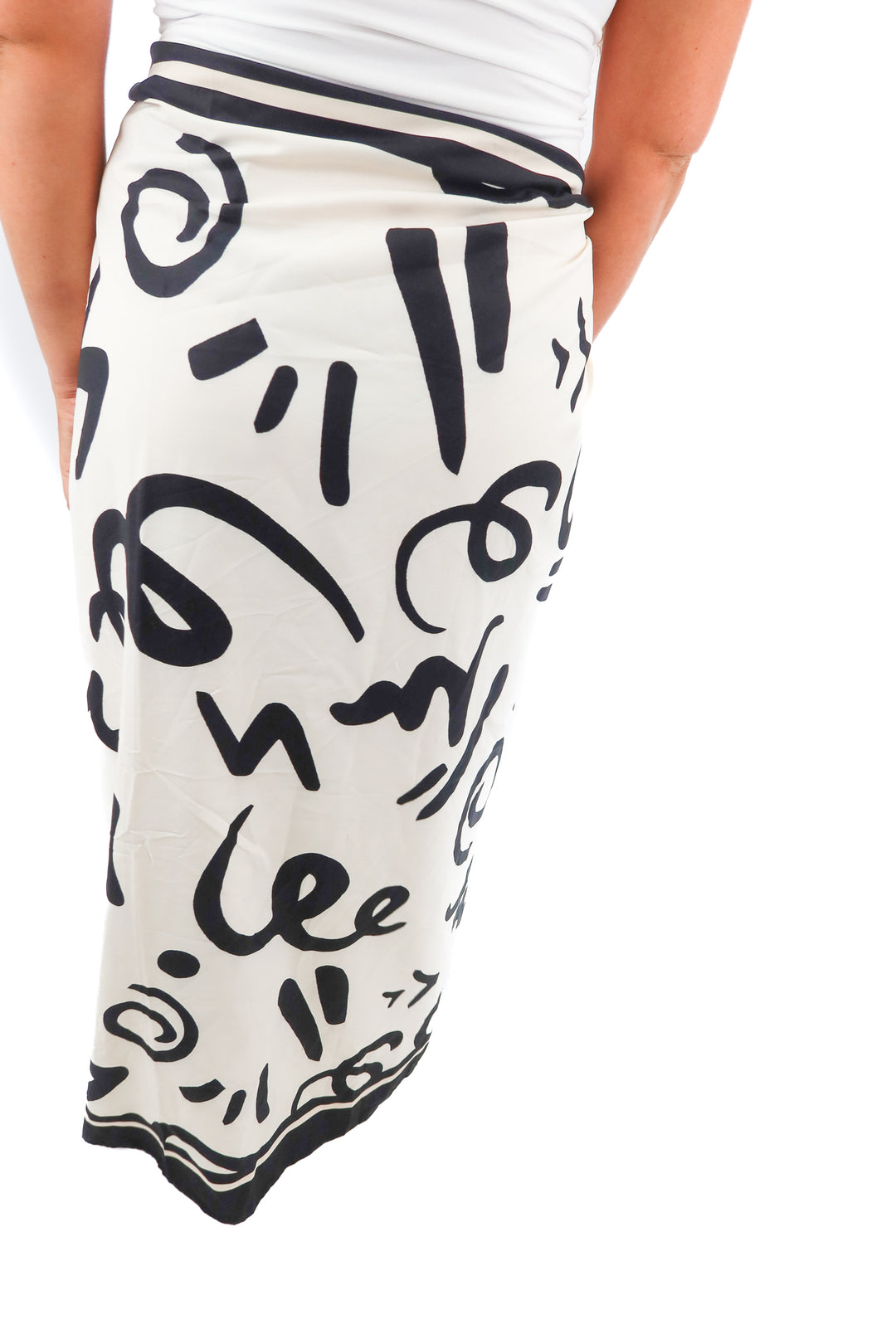 cupshe black/cream printed sarong wrap NWT (S)