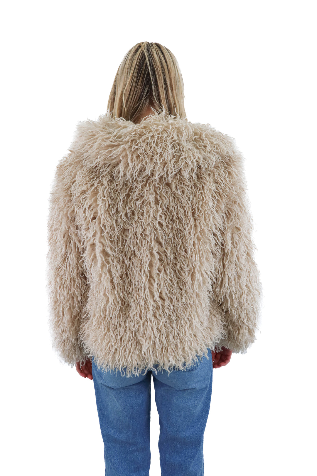 reclaimed vintage cream fur jacket (0; retail $129)