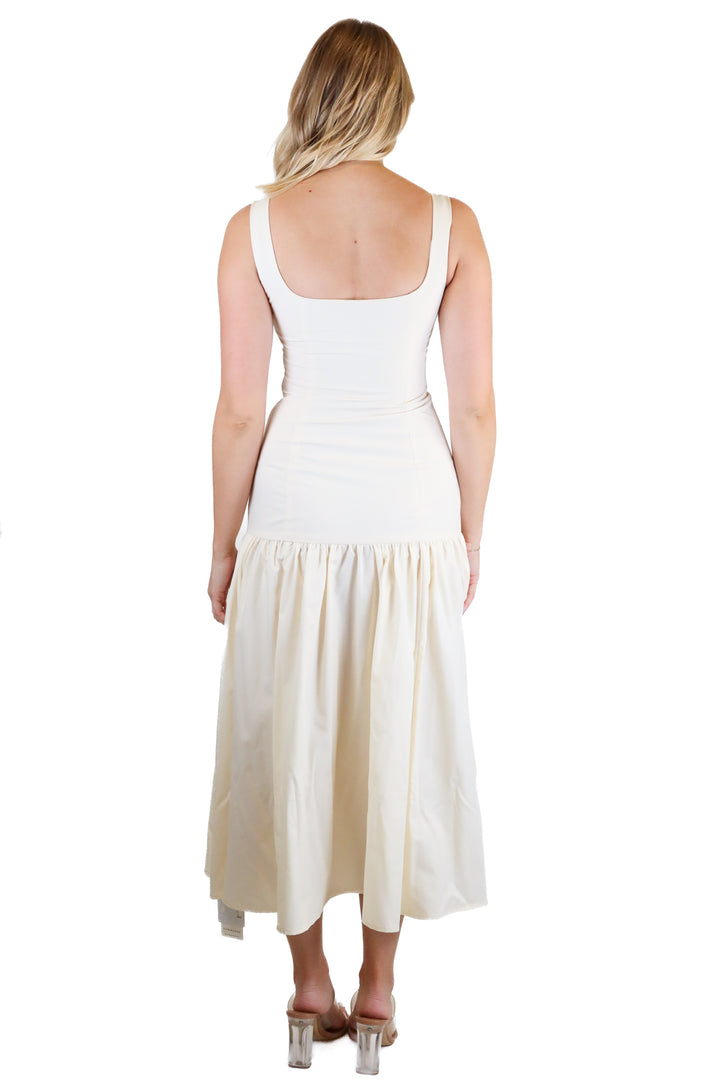 Commense Cream Drop-Waist Midi Dress NWT (XS)