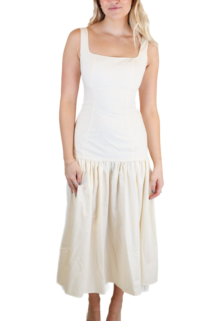 Commense Cream Drop-Waist Midi Dress NWT (XS)
