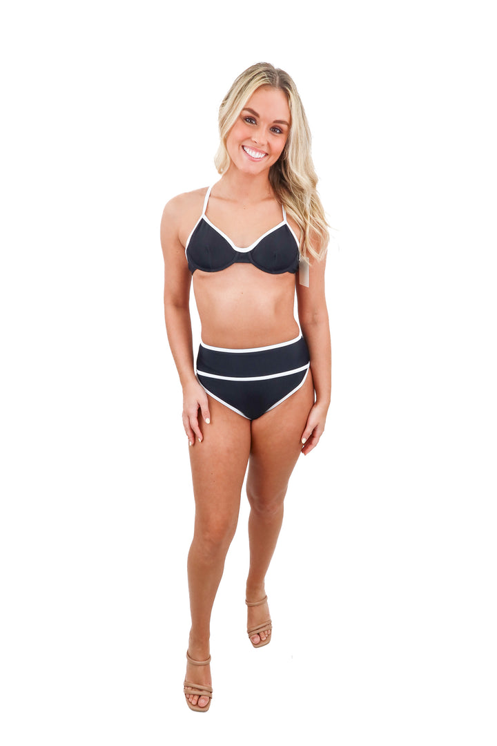 beach riot black/white ribbed bikini NWT (xs; retail $190)
