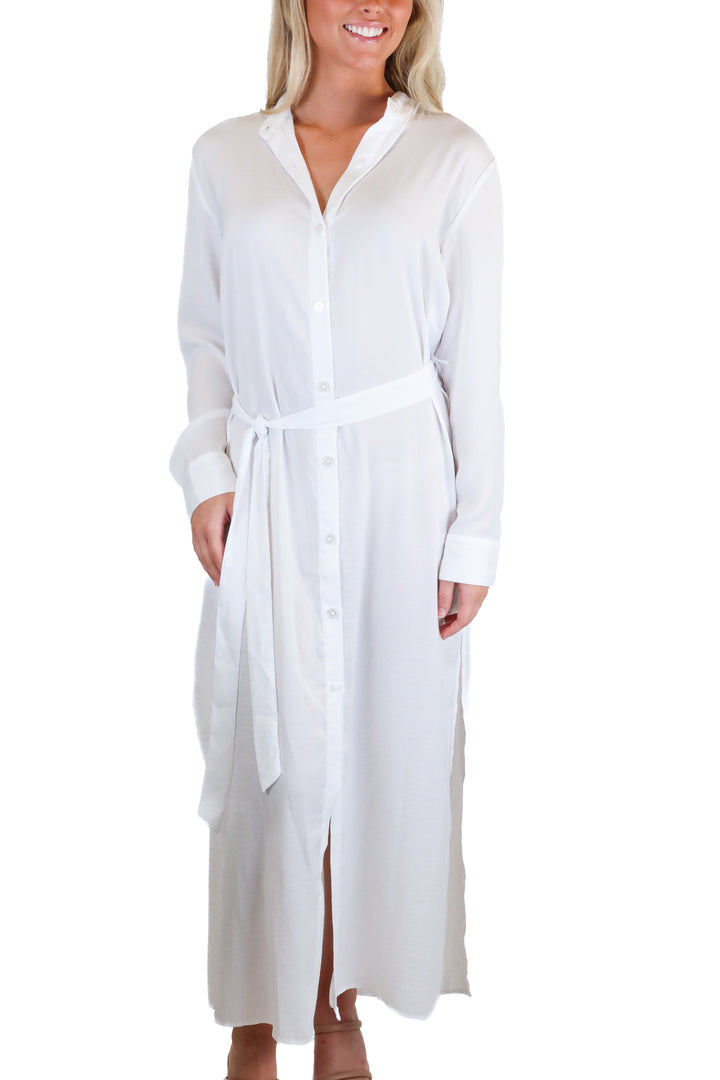 Summersalt The Silky Luxe Long Effortless Shirtdress (xs)