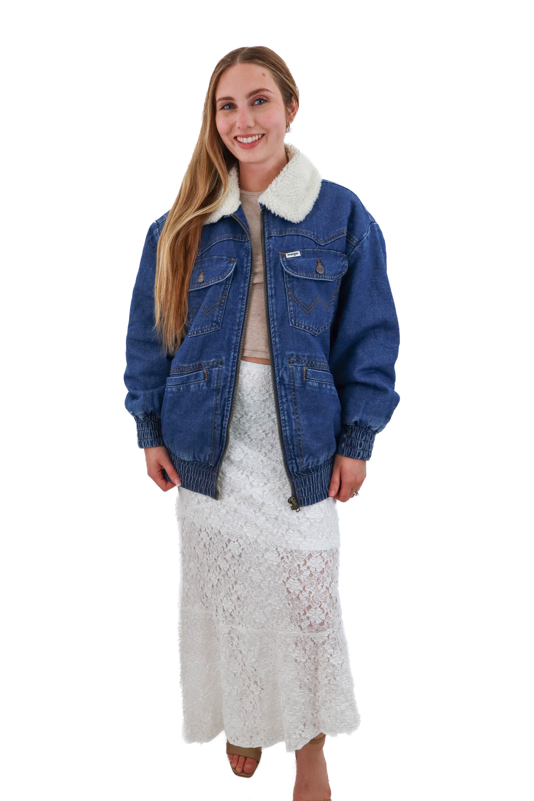 wrangler sherpa denim jacket nwt (XS; retail $100)