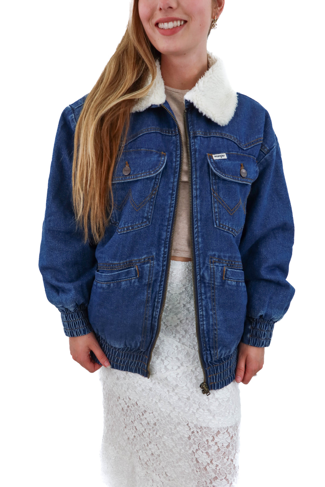 wrangler sherpa denim jacket nwt (XS; retail $100)