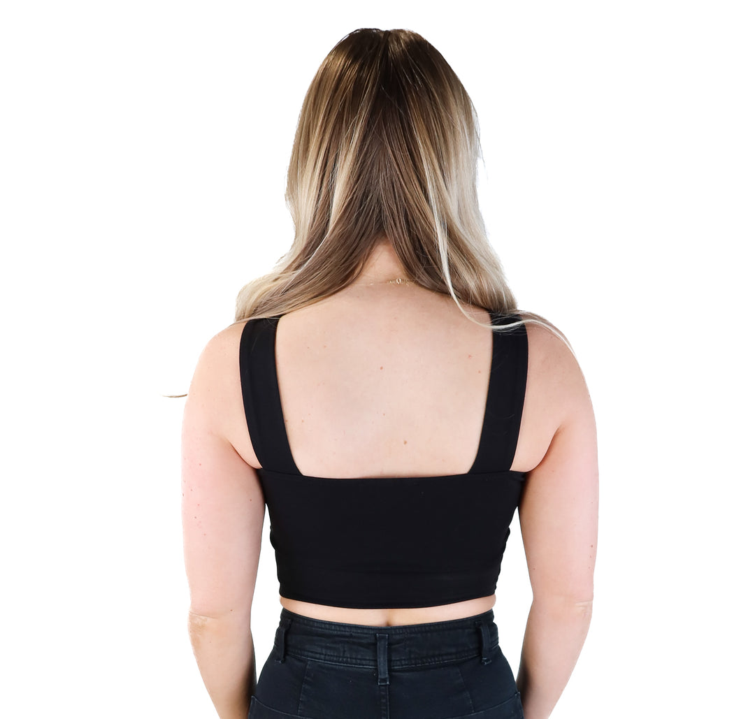 Zara black squareneck crop top (M)
