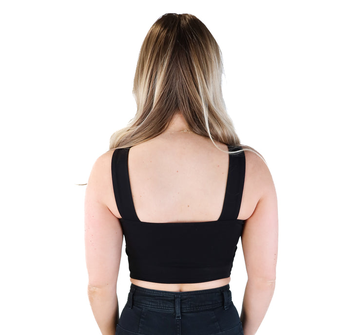 Zara black squareneck crop top (M)