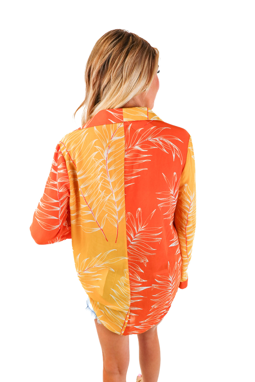 Camila Coelho Sheer Orange & Yellow Top (XS)