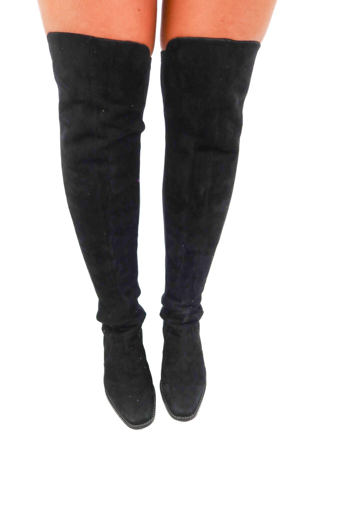 Zara suede black over the knee boots (39)