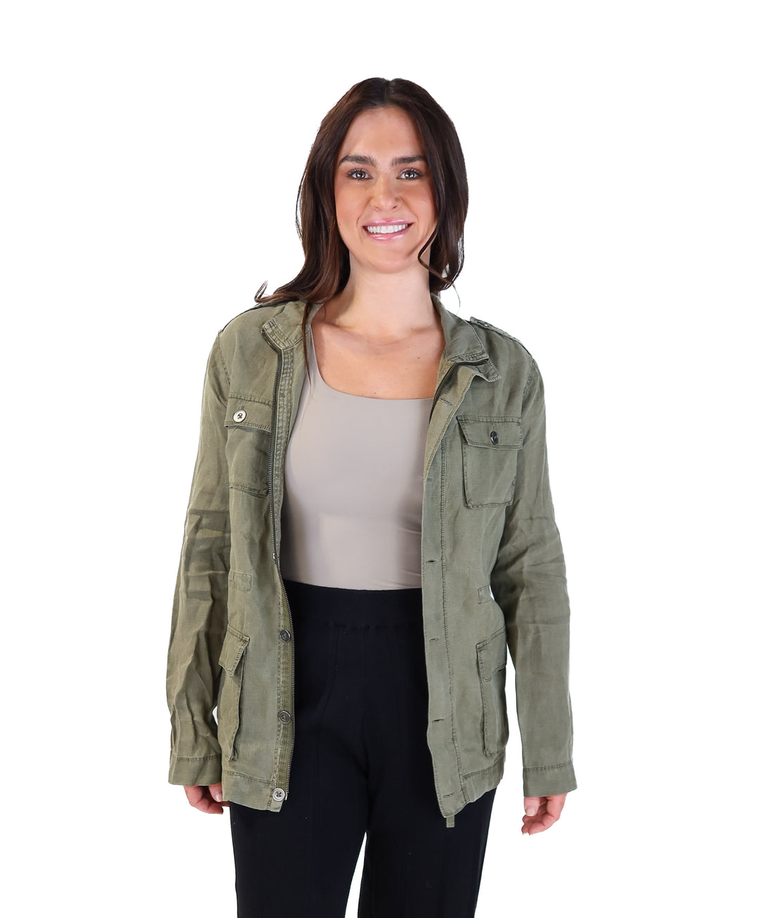 Michael Stars olive green zip up shacket (s; retails for $188)