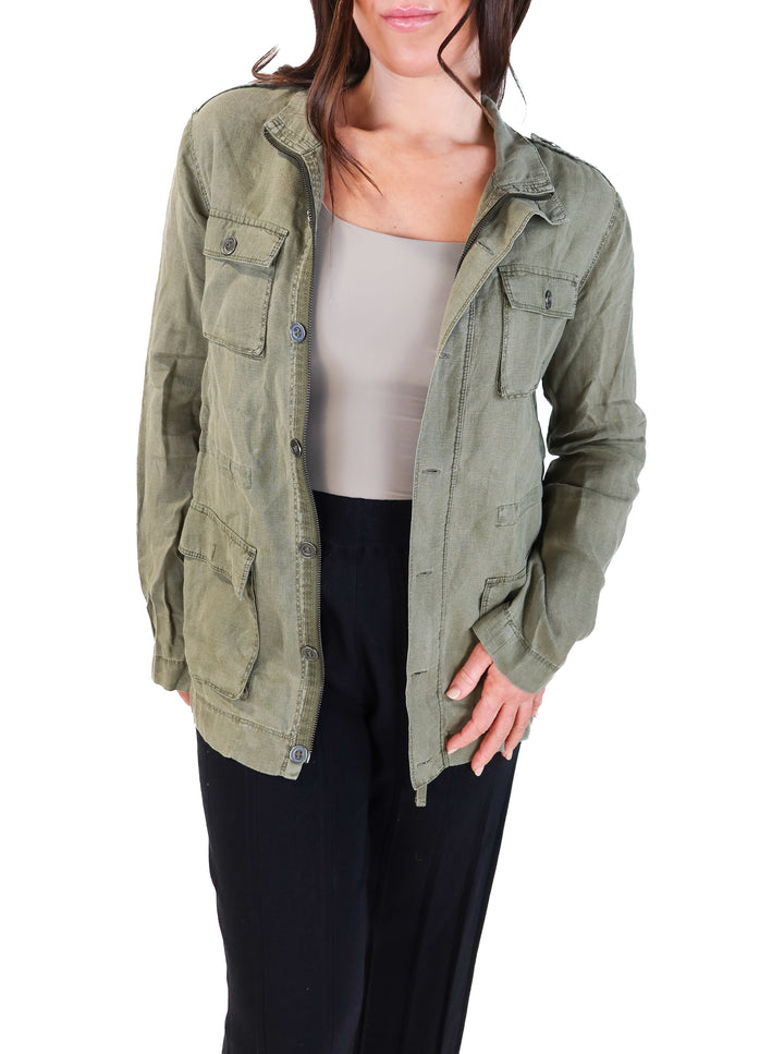 Michael Stars olive green zip up shacket (s; retails for $188)