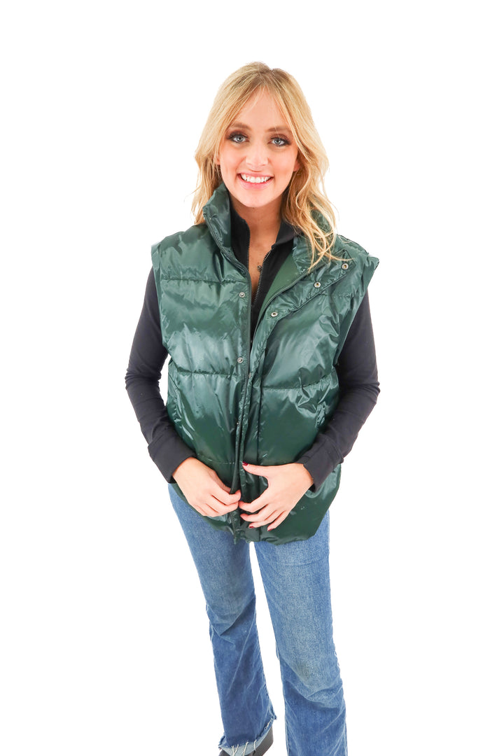 Offline by Aerie Hunter Green Puffer Vest (XS)