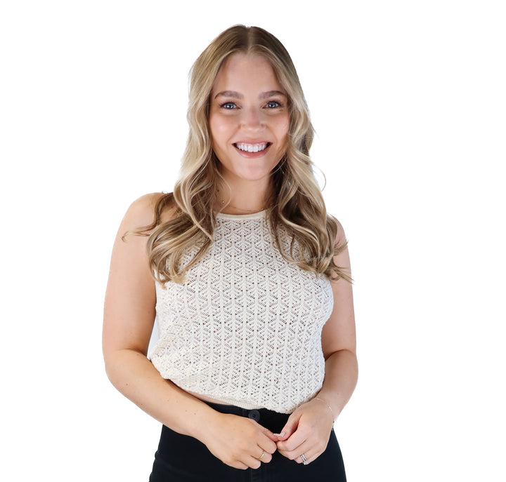 cream crotchet tank (M)