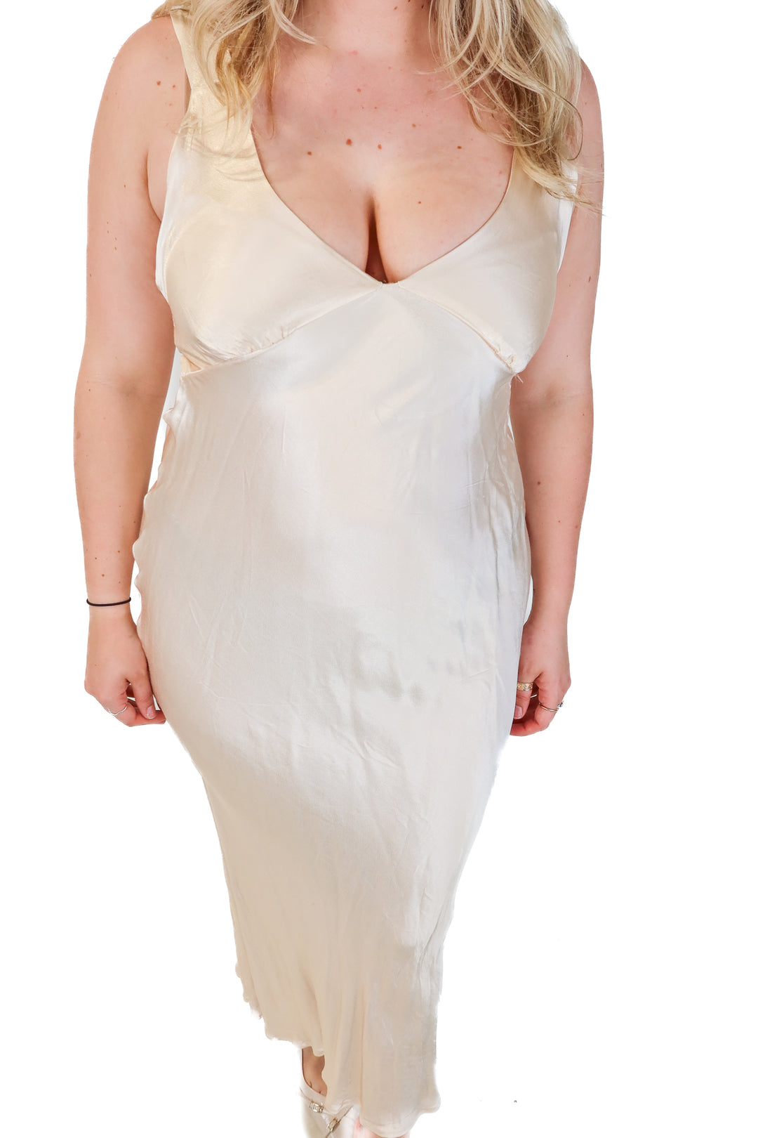 rumored champagne maxi dress (L; retail $118)