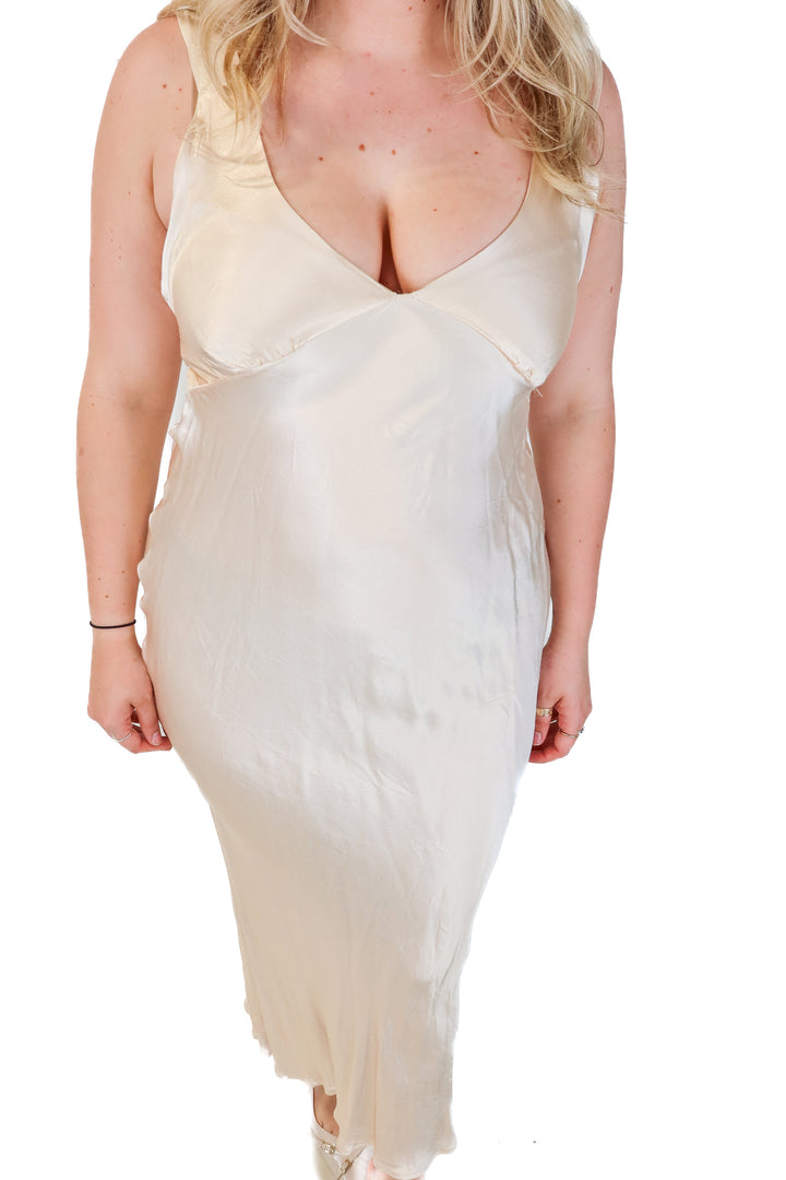 rumored champagne maxi dress (L; retail $118)