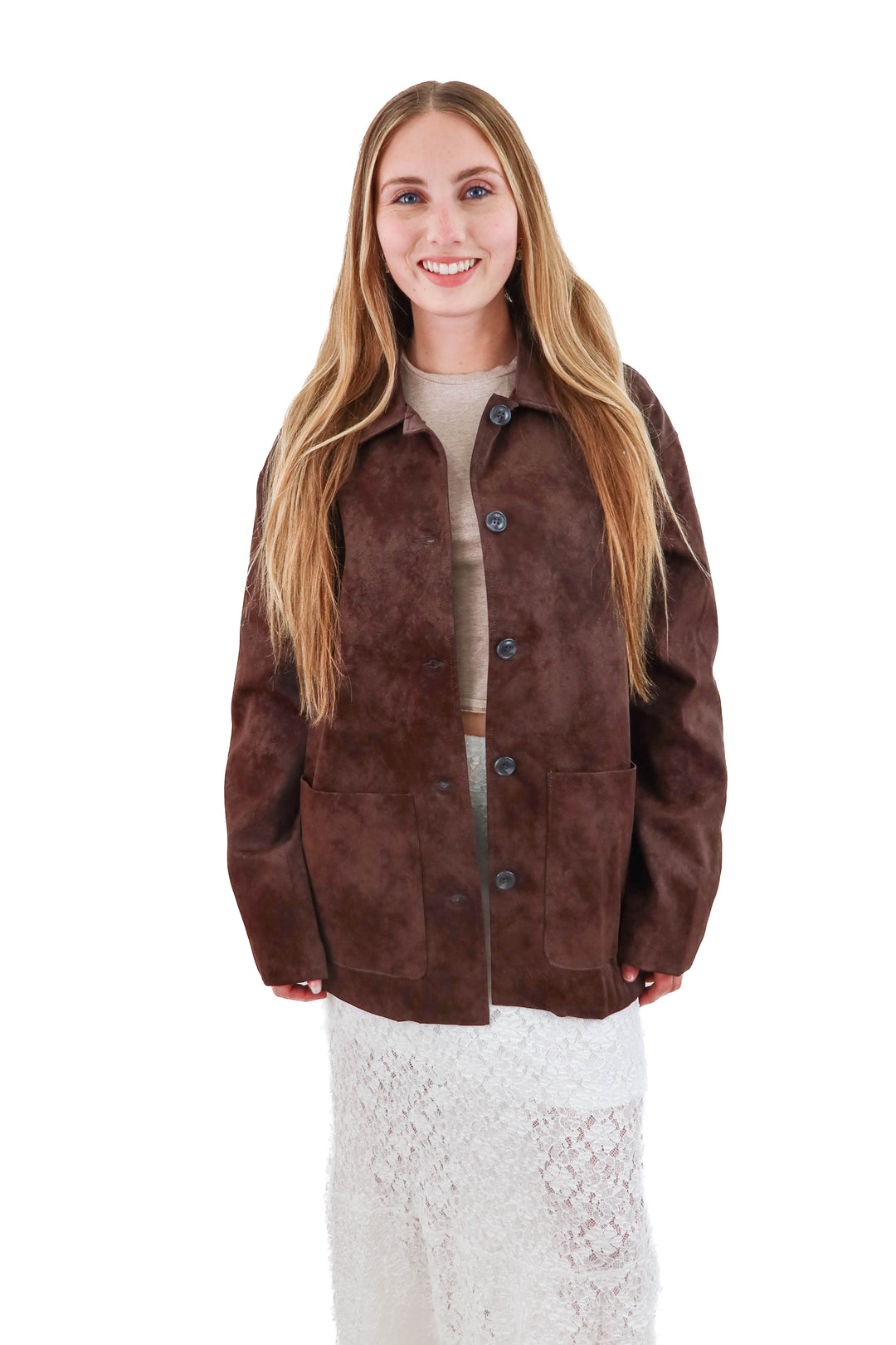 wayf brown suede jacket nwt (XS; retail $158)