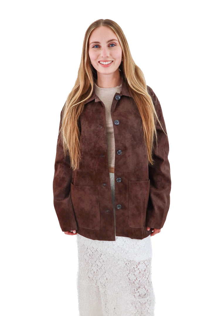 wayf brown suede jacket nwt (XS; retail $158)