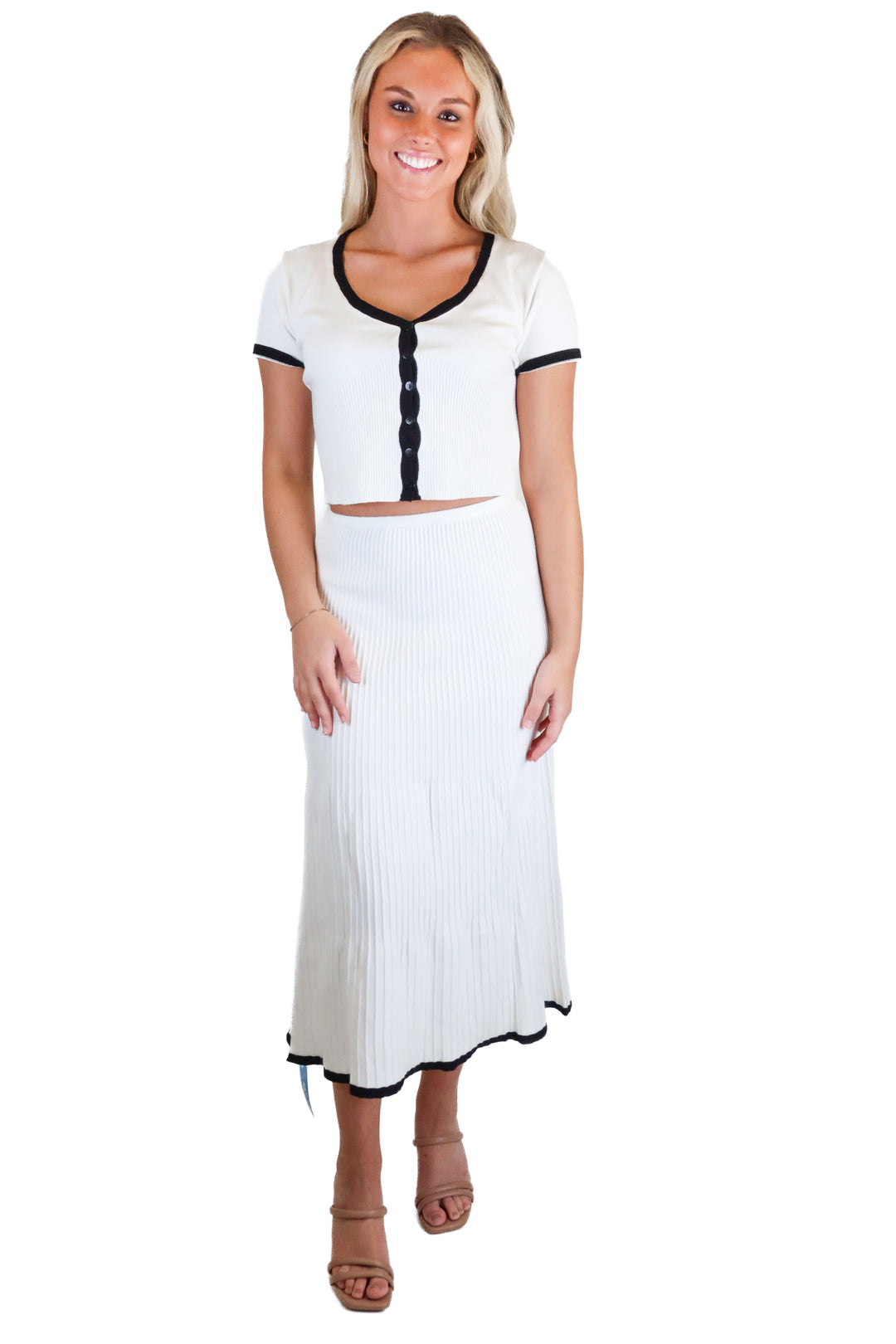 cupshe white and black knit set (s) NWT