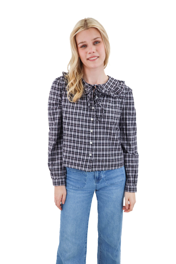 wayf plaid top nwt (xs)