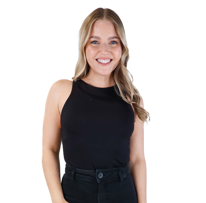 Zara black high neck sleeveless bodysuit (M)