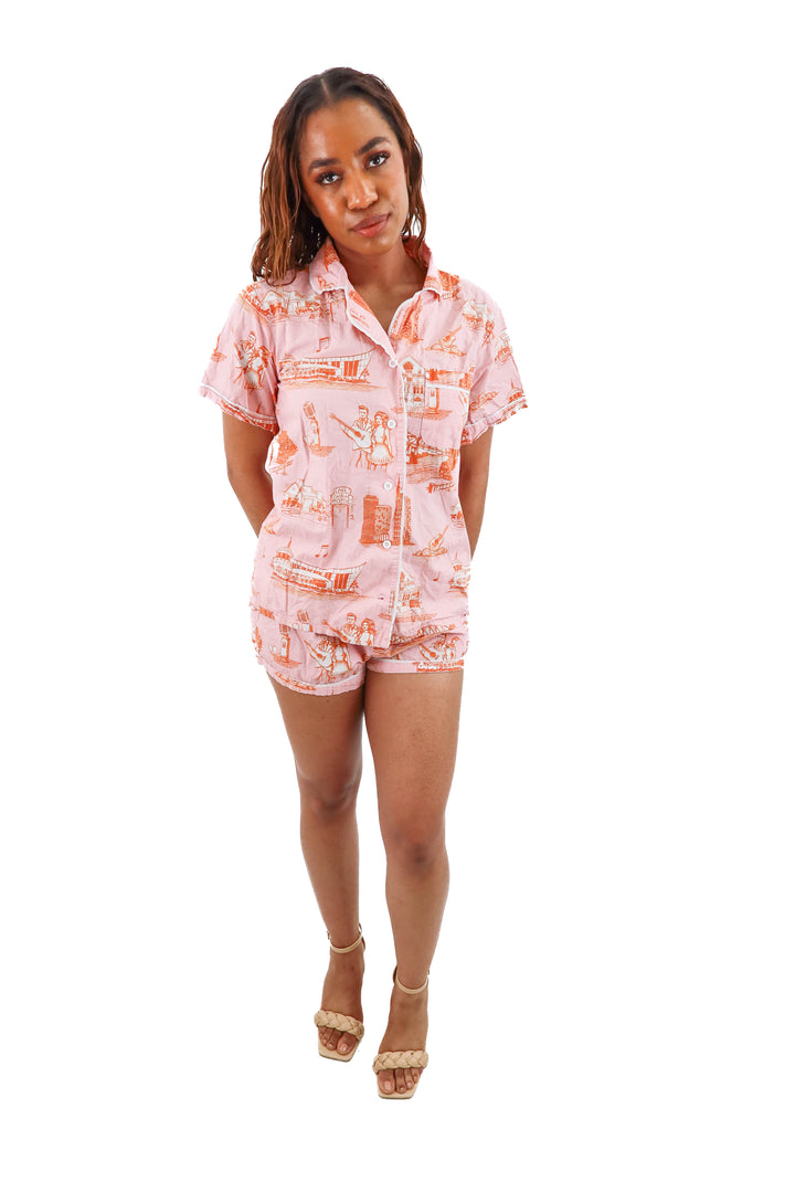 Katie Kime pink and orange pajamas (S; retail $128)