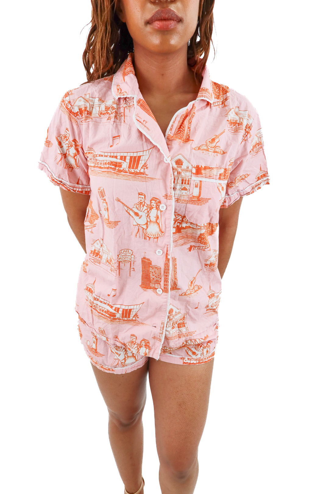 Katie Kime pink and orange pajamas (S; retail $128)