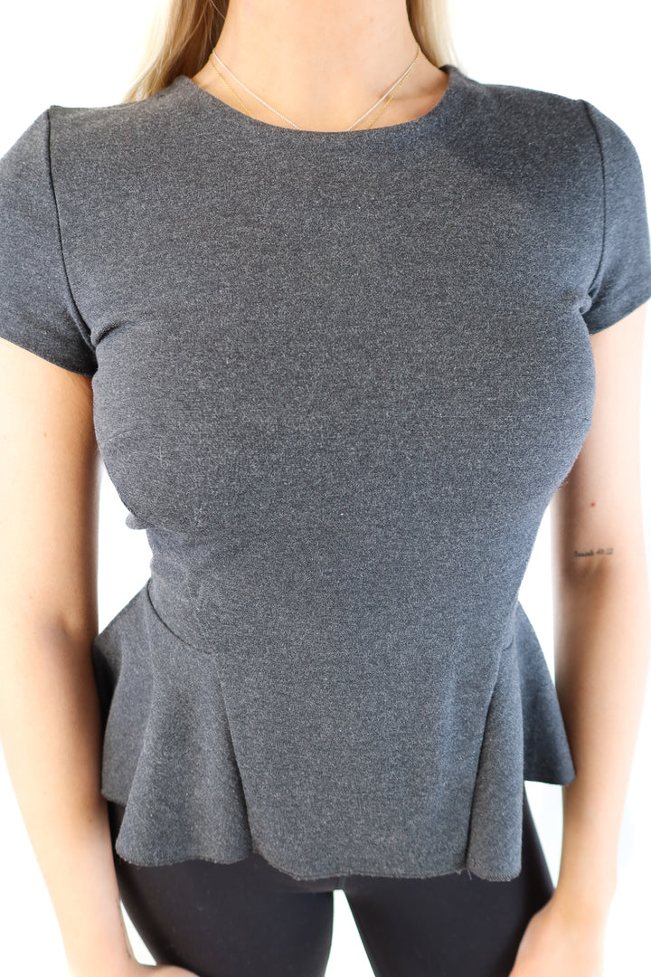 J.crew dark grey peplum top (xxs; retail $55)