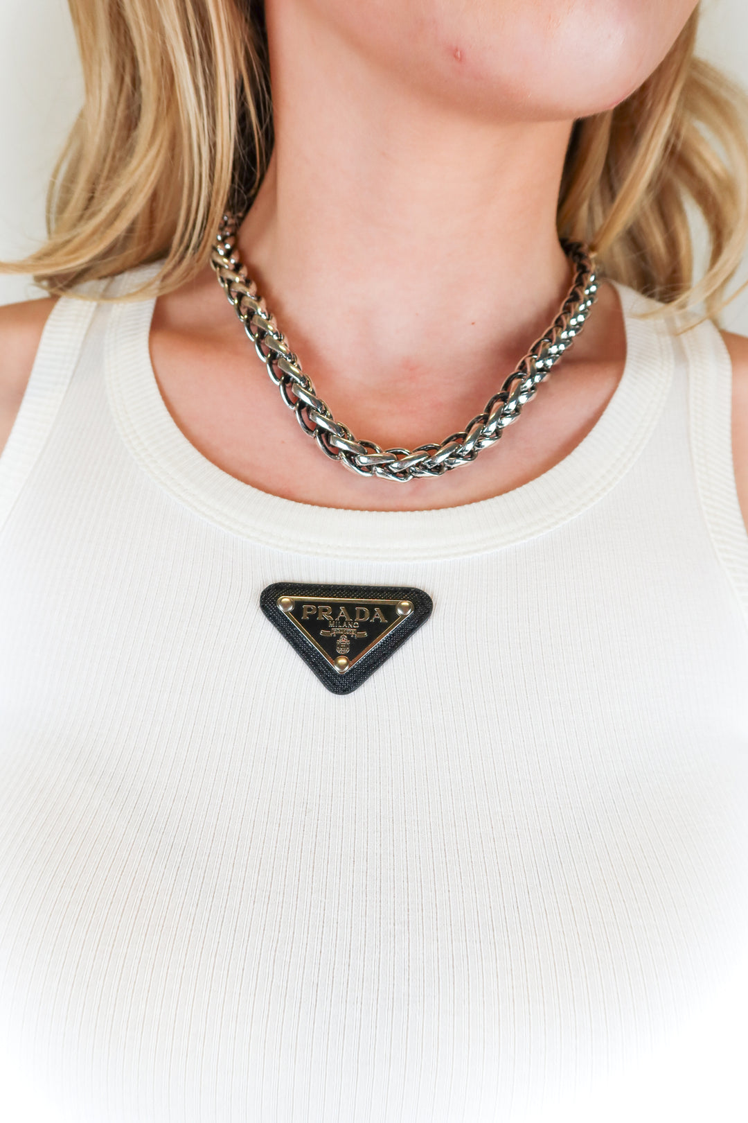 sireni silver chunky rope chain necklace