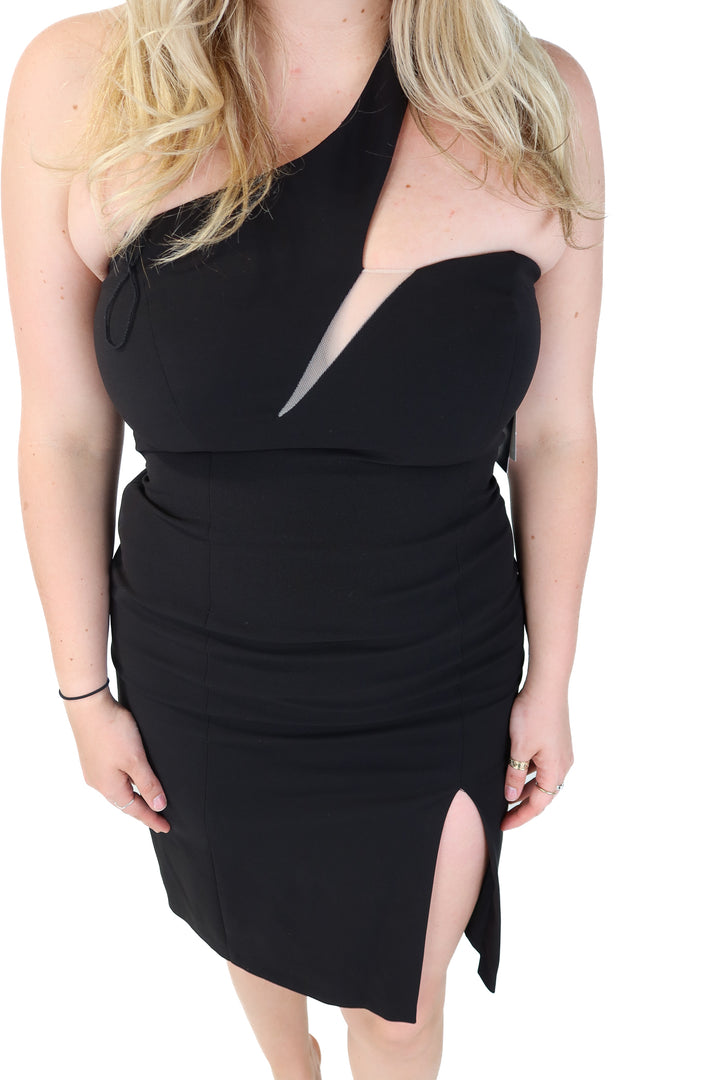 liv foster black "twill one shoulder dress" NWT (14; retails $295)