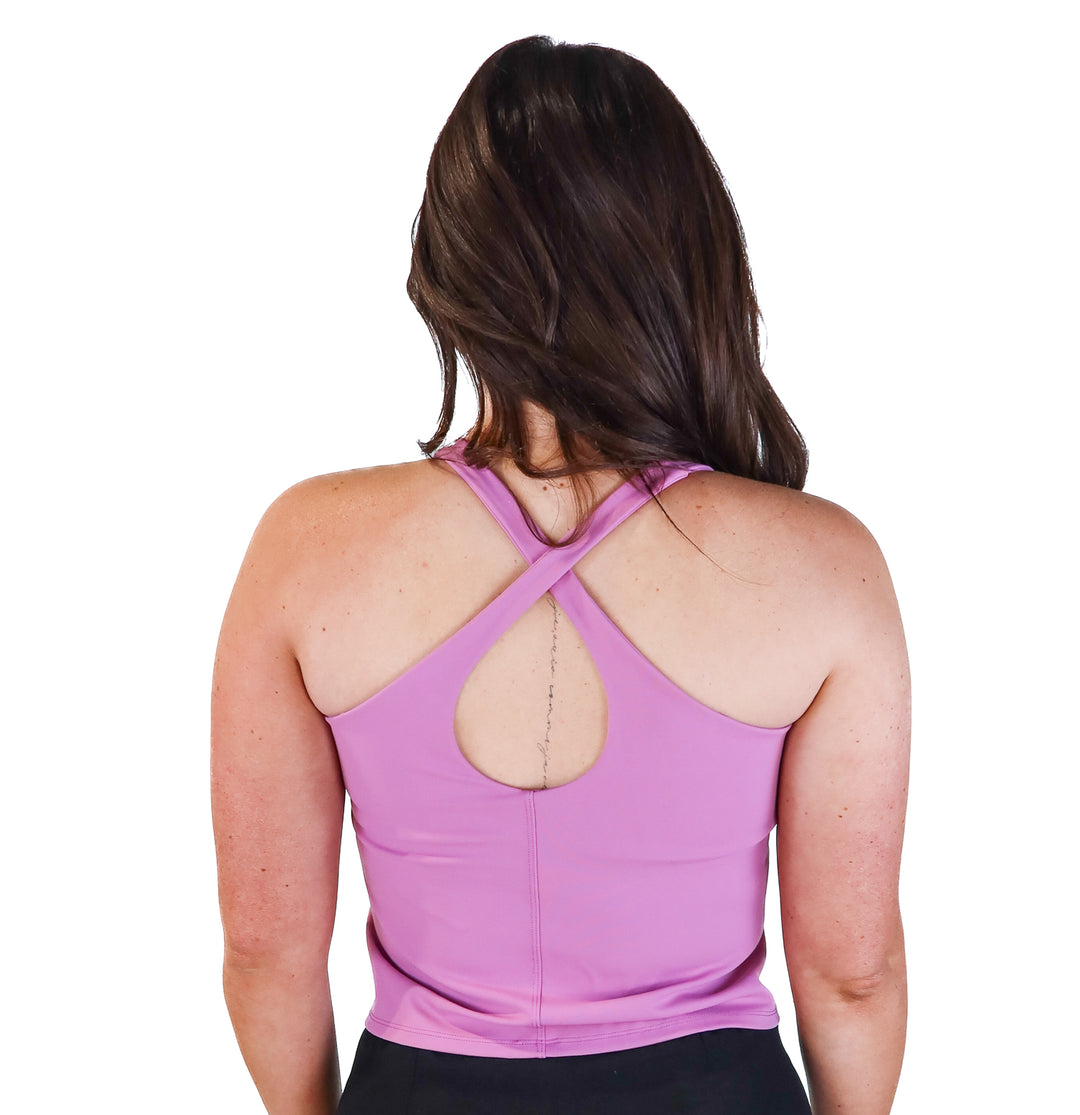Spanx purple criss cross active tank (m; retail $59)