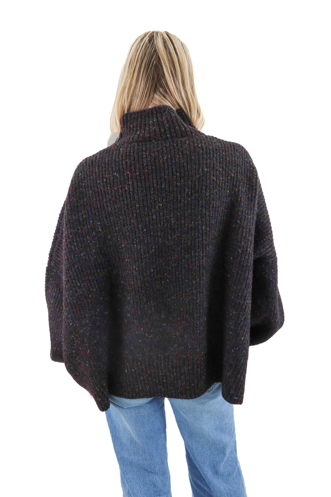vrg girl black speckled mockneck sweater nwt (s)