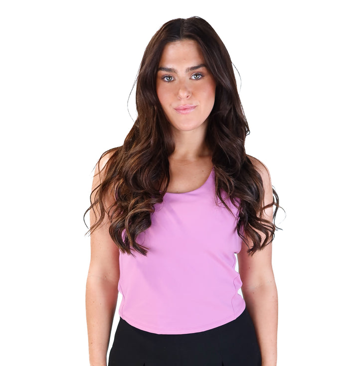 Spanx purple criss cross active tank (m; retail $59)